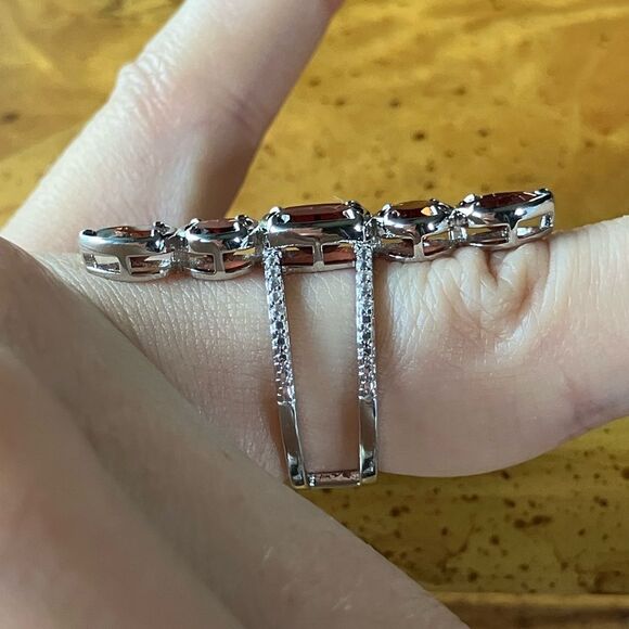 Natural Vermelho Red Garnet Sterling Silver Cocktail Ring Size 5.75 - Picture 3 of 9